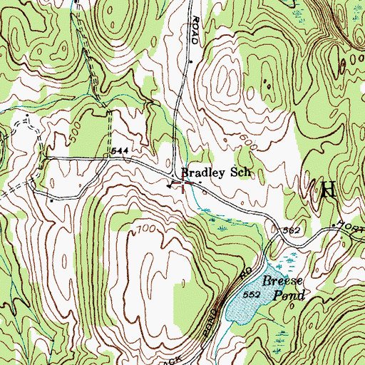 Topographic Map of Bradley School, VT