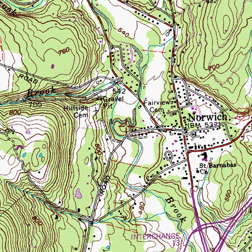 Topographic Map of Bragg Brook, VT