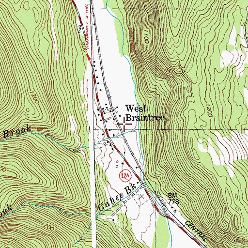 Topographic Map of West Braintree, VT