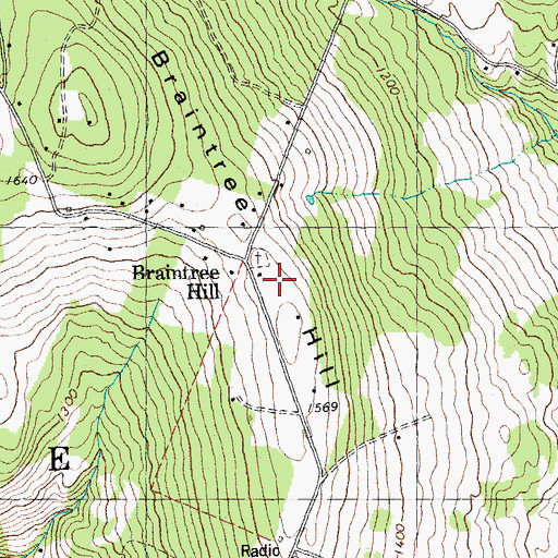Topographic Map of Braintree Church, VT