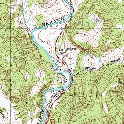Topographic Map of Branchview Cemetery, VT