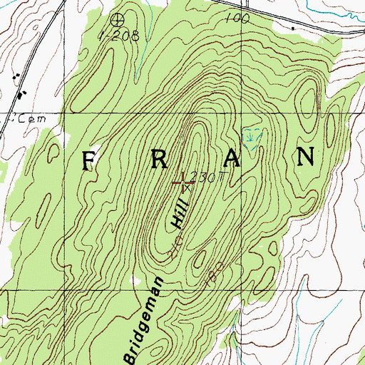 Topographic Map of Bridgeman Hill, VT