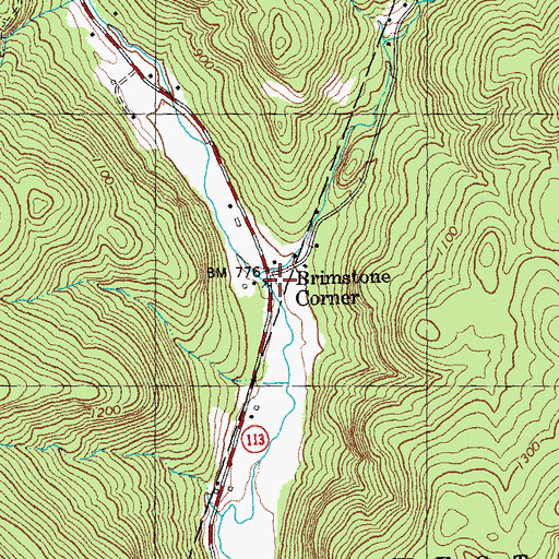 Topographic Map of Brimstone Corner, VT