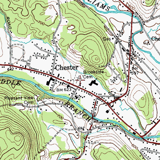 Topographic Map of Brookside Cemetery, VT