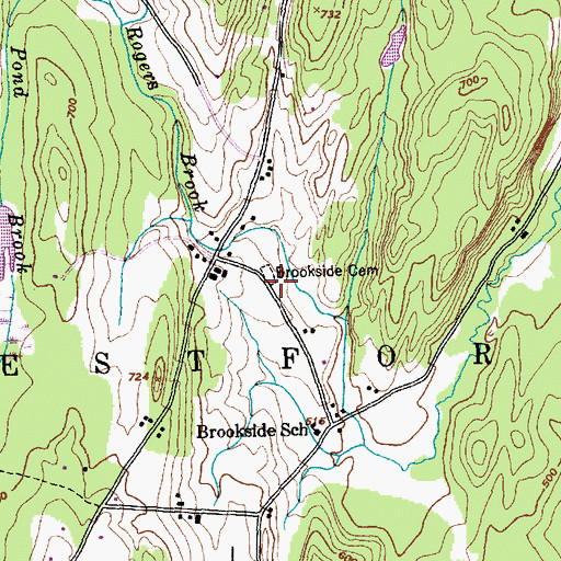 Topographic Map of Brookside Cemetery, VT