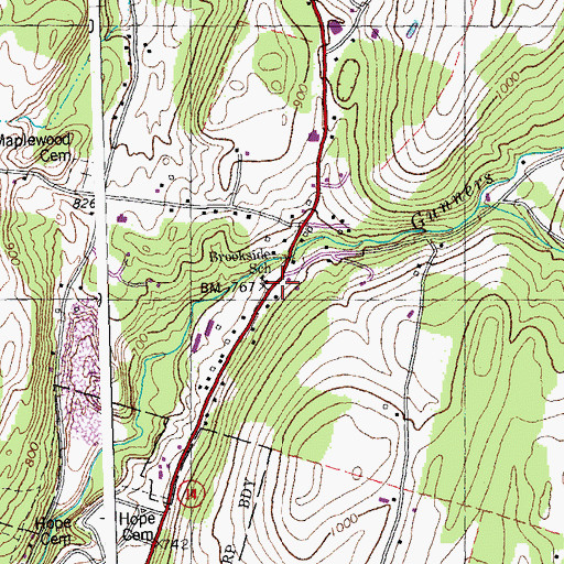 Topographic Map of Brookside School, VT