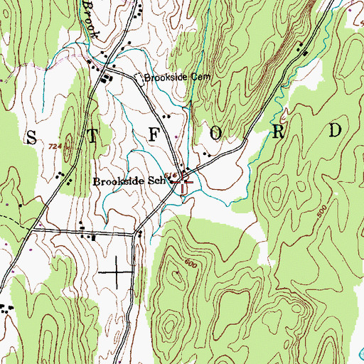 Topographic Map of Brookside School, VT