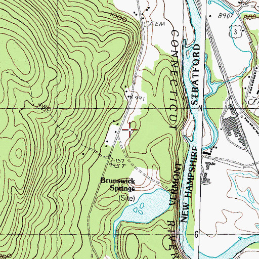 Topographic Map of Brunswick Springs, VT