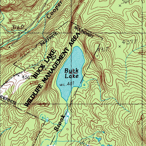 Topographic Map of Buck Lake, VT
