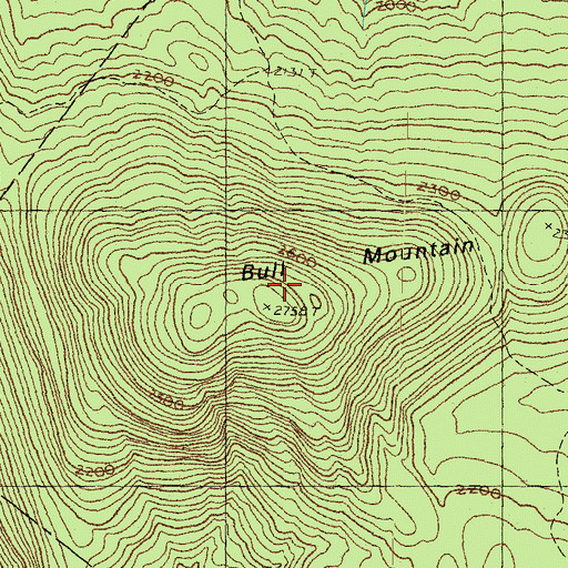 Topographic Map of Bull Mountain, VT