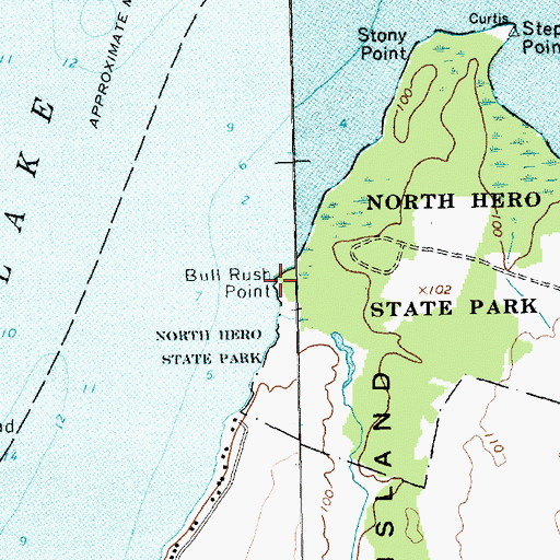 Topographic Map of Bull Rush Point, VT