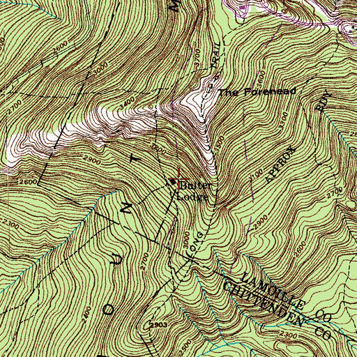 Topographic Map of Bulter Lodge, VT