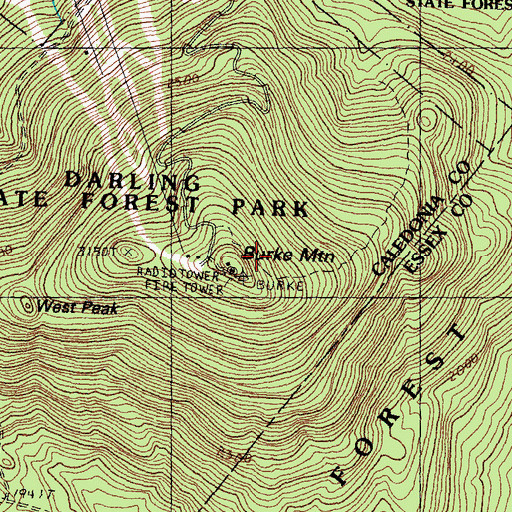Topographic Map of Burke Mountain, VT