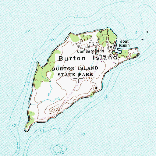 Topographic Map of Burton Island State Park, VT