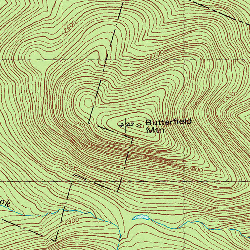 Topographic Map of Butterfield Mountain, VT