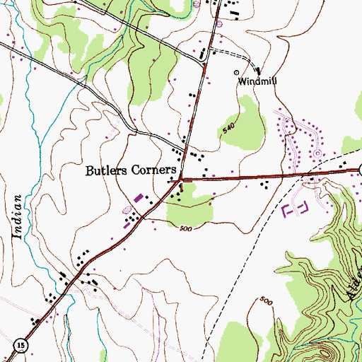 Topographic Map of Butlers Corners, VT