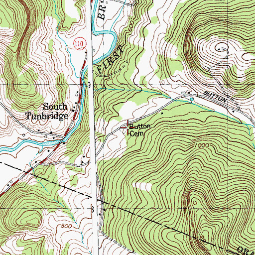 Topographic Map of Button Cemetery, VT