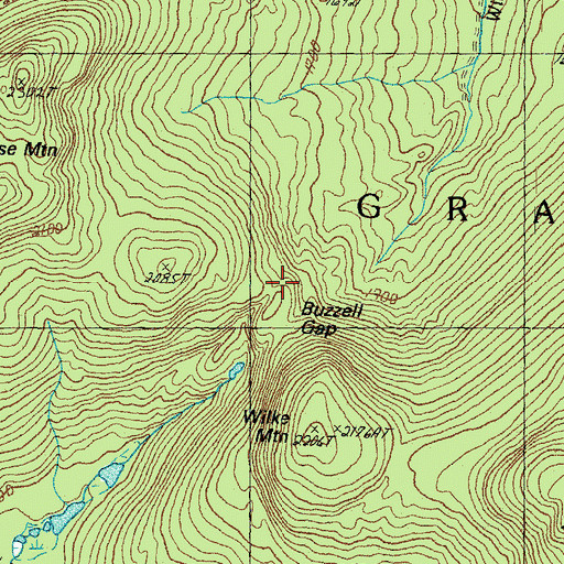 Topographic Map of Buzzell Gap, VT