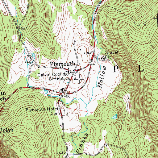 Topographic Map of Calvin Coolidge Birthplace, VT