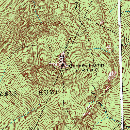 Topographic Map of Camels Hump, VT