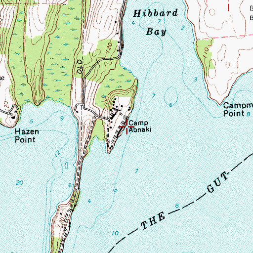 Topographic Map of Camp Abnaki, VT