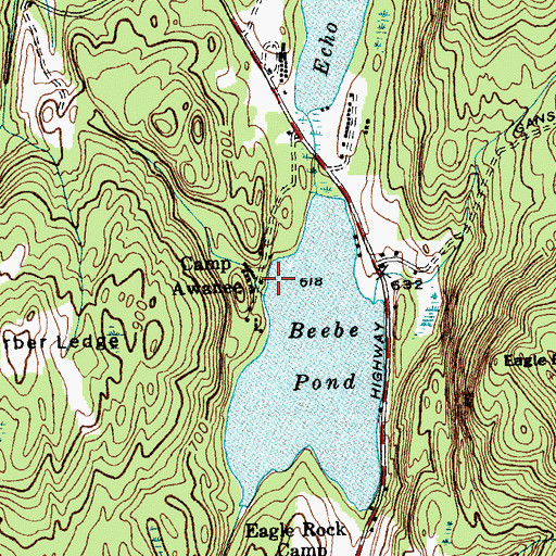 Topographic Map of Camp Awanee, VT