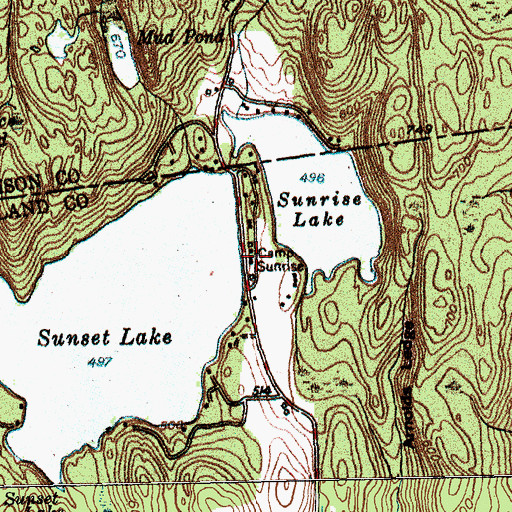 Topographic Map of Camp Sunrise, VT