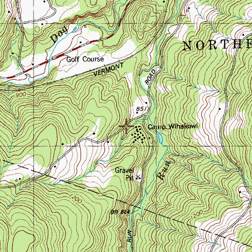 Topographic Map of Camp Wihakowi, VT