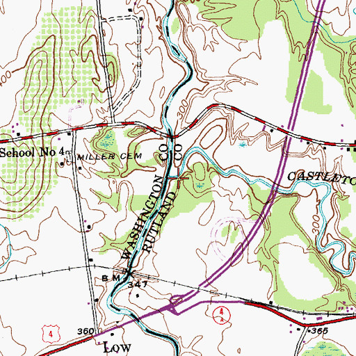 Topographic Map of Castleton River, VT