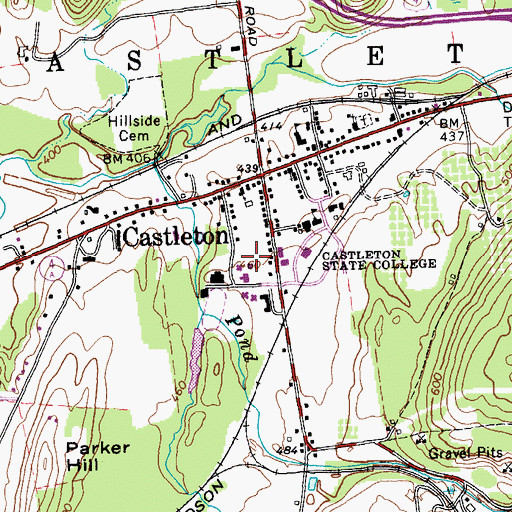 Topographic Map of Castleton State College, VT