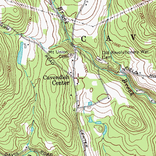 Topographic Map of Cavendish Center, VT