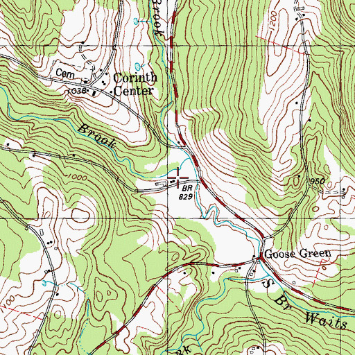 Topographic Map of Center Brook, VT