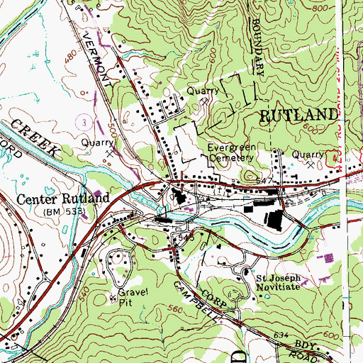 Topographic Map of Center Rutland, VT