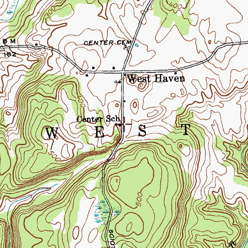 Topographic Map of Center School, VT