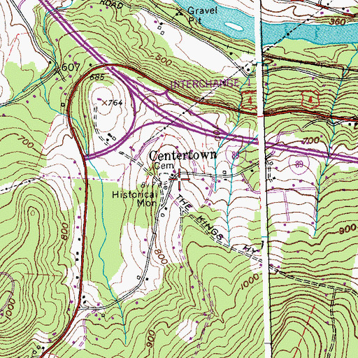 Topographic Map of Centertown, VT