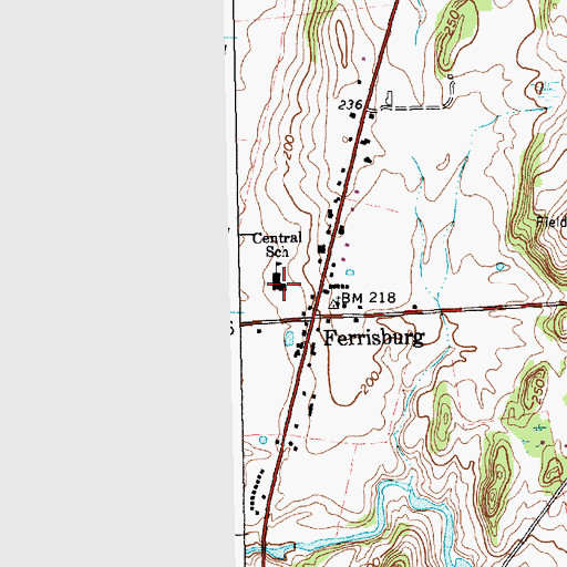 Topographic Map of Ferrisburgh Central School, VT