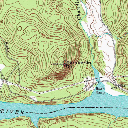 Topographic Map of Chamberlin Mountain, VT