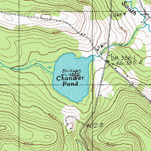 Topographic Map of Chandler Pond, VT