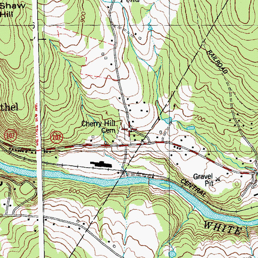 Topographic Map of Cherry Hill Cemetery, VT