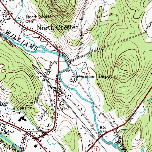 Topographic Map of Chester Depot, VT