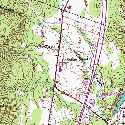Topographic Map of Christian Street Cemetery, VT