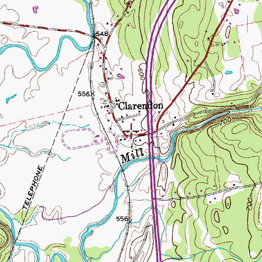 Topographic Map of Clarendon, VT