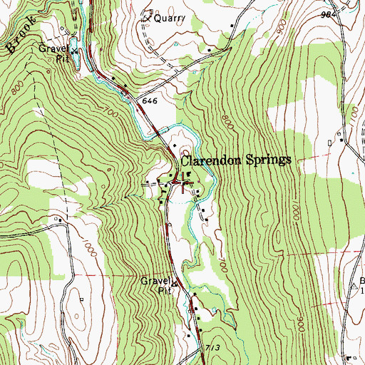 Topographic Map of Clarendon Springs, VT