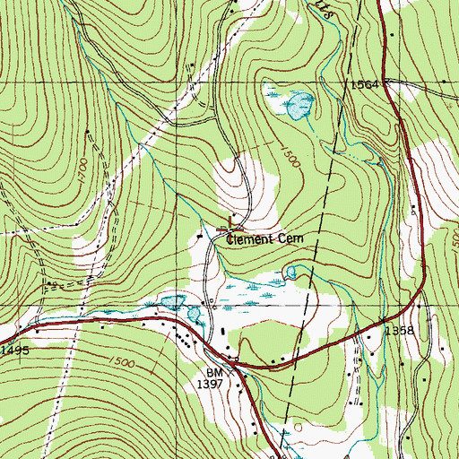 Topographic Map of Clement Cemetery, VT