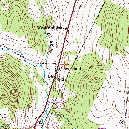 Topographic Map of Cloverdale, VT