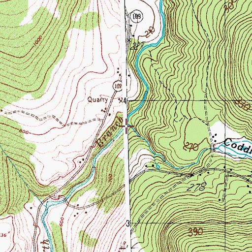 Topographic Map of Codding Brook, VT