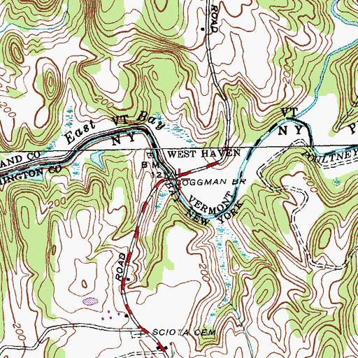 Topographic Map of Coggman Bridge, VT