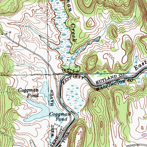 Topographic Map of Coggman Creek, VT