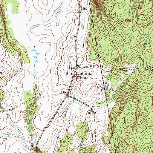 Topographic Map of Collins Cemetery, VT