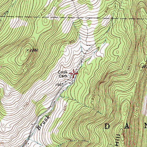 Topographic Map of Cook Cemetery, VT